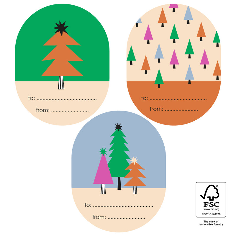 X-mas Stickers Multi - Graphic Tree - 12 st