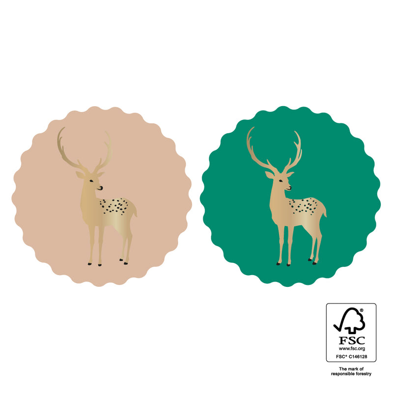 X-mas Stickers Duo - Reindeer Gold - 10 st